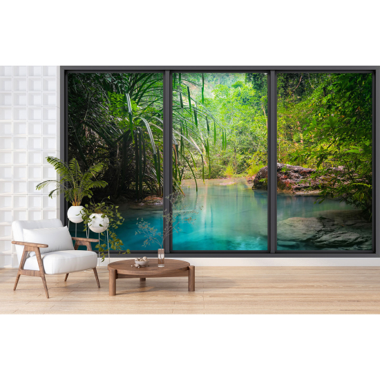 Optical Illusion Panoramic Bay Window Wall Mural / Wallpaper - Heavenly River