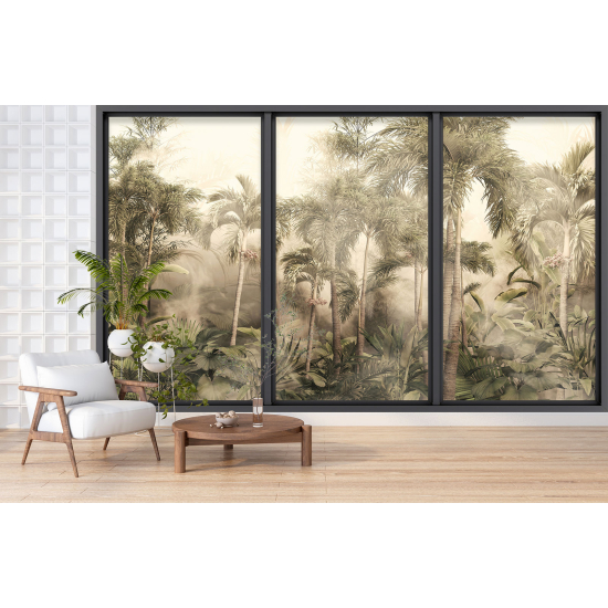 Optical Illusion Panoramic Bay Window Wall Mural / Wallpaper - Jungle