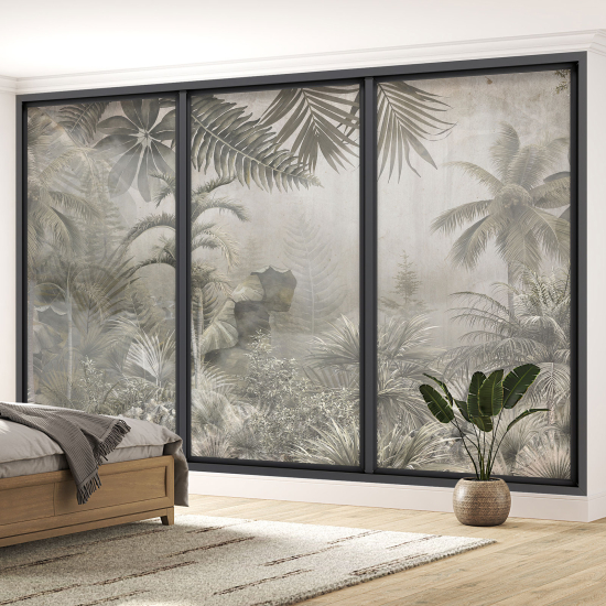 Optical Illusion Panoramic Bay Window Wall Mural / Wallpaper - Jungle