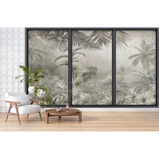 Optical Illusion Panoramic Bay Window Wall Mural / Wallpaper - Jungle