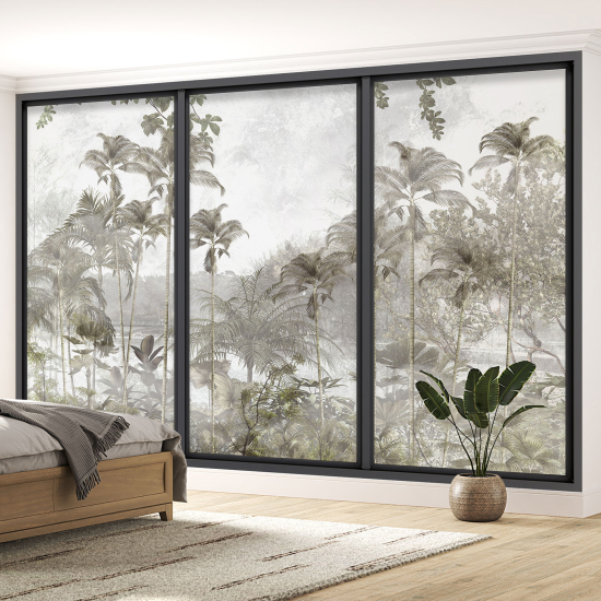 Optical Illusion Panoramic Bay Window Wall Mural / Wallpaper - Jungle