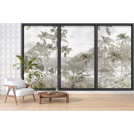 Optical Illusion Panoramic Bay Window Wall Mural / Wallpaper - Jungle