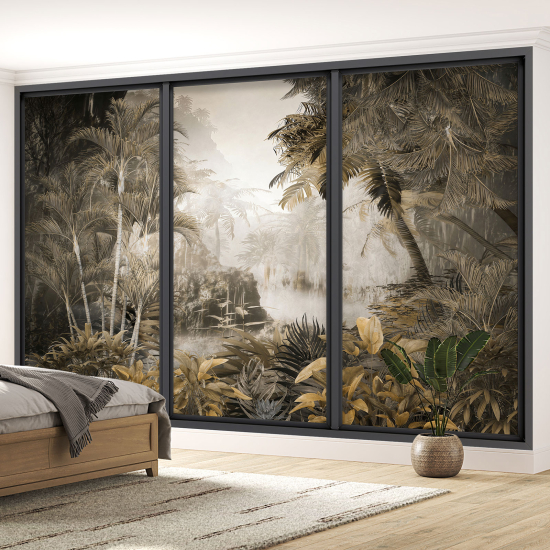 Optical Illusion Panoramic Bay Window Wall Mural / Wallpaper - Jungle