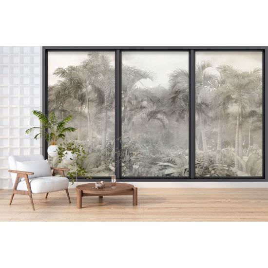 Optical Illusion Panoramic Bay Window Wall Mural / Wallpaper - Jungle