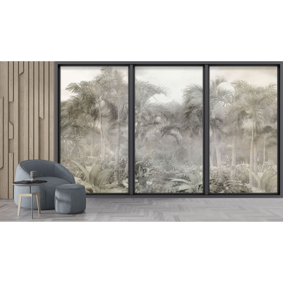 Optical Illusion Panoramic Bay Window Wall Mural / Wallpaper - Jungle