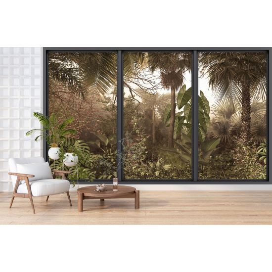 Optical Illusion Panoramic Bay Window Wall Mural / Wallpaper - Jungle