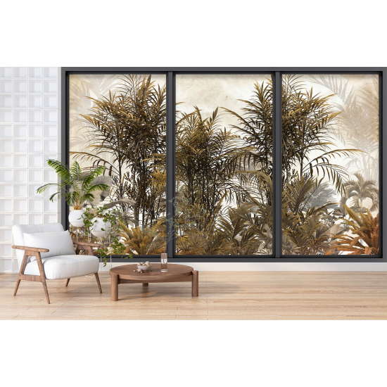 Optical Illusion Panoramic Bay Window Wall Mural / Wallpaper - Jungle