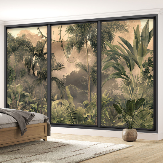 Optical Illusion Panoramic Bay Window Wall Mural / Wallpaper - Jungle