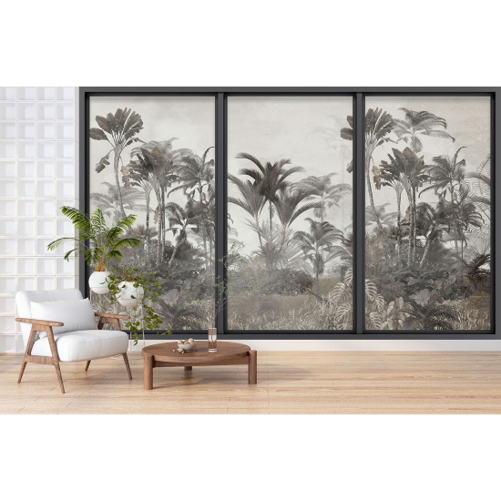 Optical Illusion Panoramic Bay Window Wall Mural / Wallpaper - Jungle