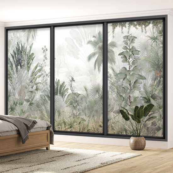 Optical Illusion Panoramic Bay Window Wall Mural / Wallpaper - Jungle