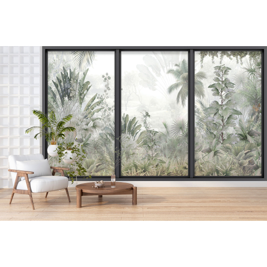 Optical Illusion Panoramic Bay Window Wall Mural / Wallpaper - Jungle