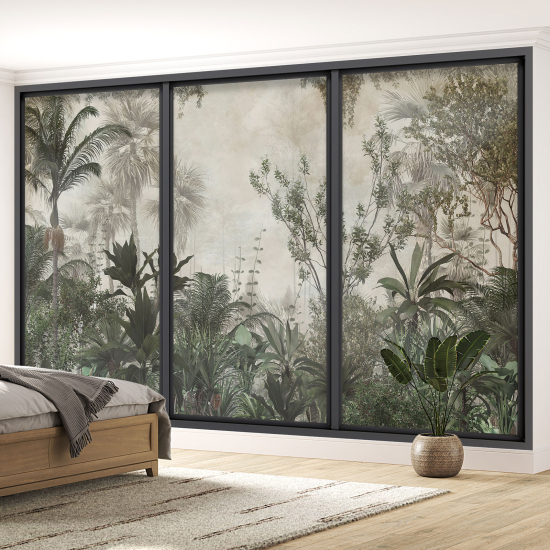 Optical Illusion Panoramic Bay Window Wall Mural / Wallpaper - Jungle