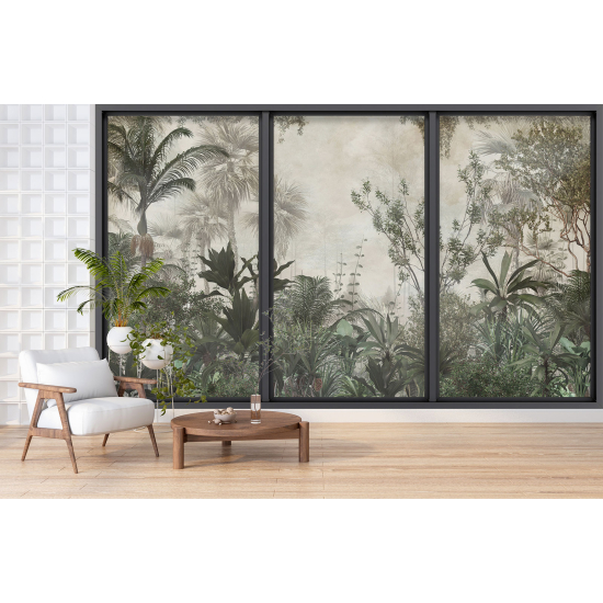 Optical Illusion Panoramic Bay Window Wall Mural / Wallpaper - Jungle