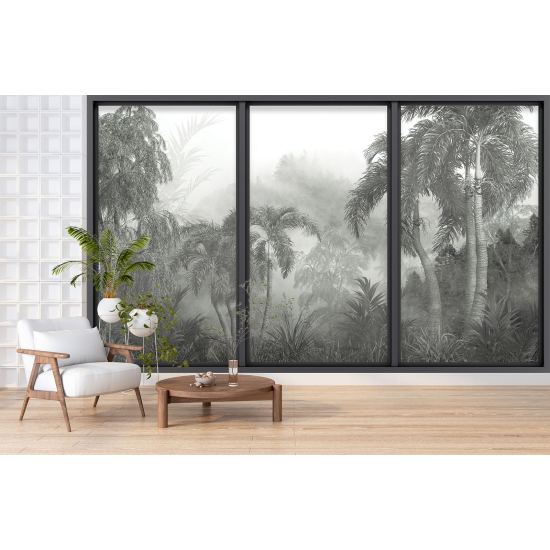 Optical Illusion Panoramic Bay Window Wall Mural / Wallpaper - Jungle