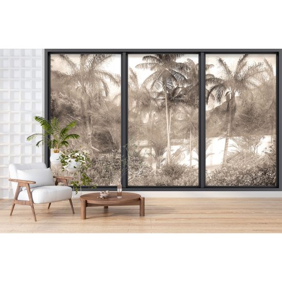 Optical Illusion Panoramic Bay Window Wall Mural / Wallpaper - Jungle