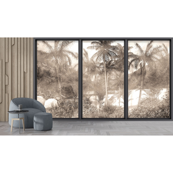 Optical Illusion Panoramic Bay Window Wall Mural / Wallpaper - Jungle