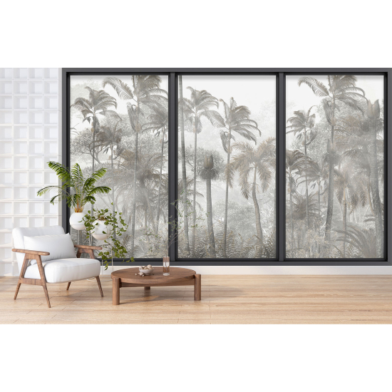 Optical Illusion Panoramic Bay Window Wall Mural / Wallpaper - Jungle