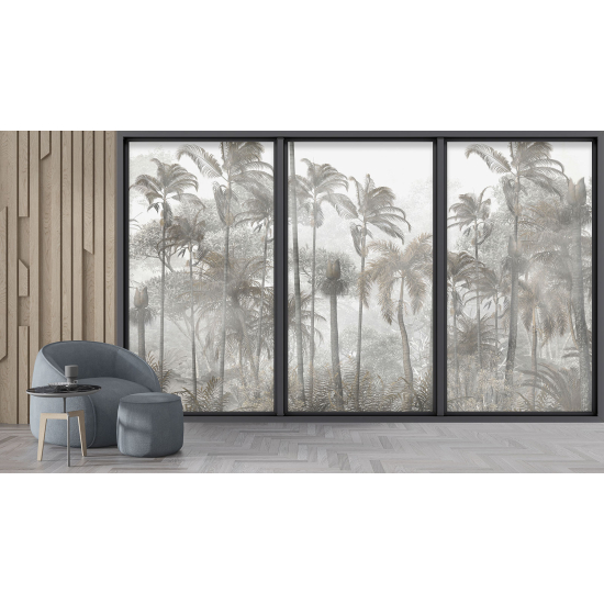 Optical Illusion Panoramic Bay Window Wall Mural / Wallpaper - Jungle