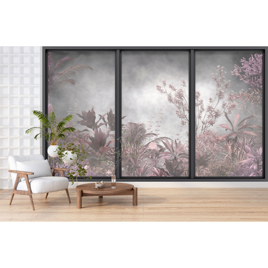 Optical Illusion Panoramic Bay Window Wall Mural / Wallpaper - Jungle