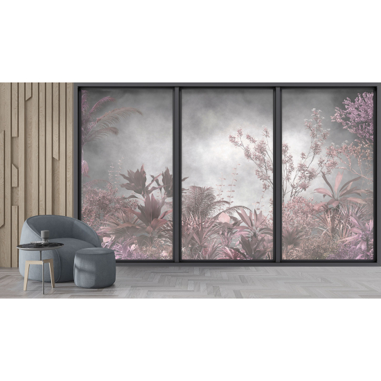 Optical Illusion Panoramic Bay Window Wall Mural / Wallpaper - Jungle