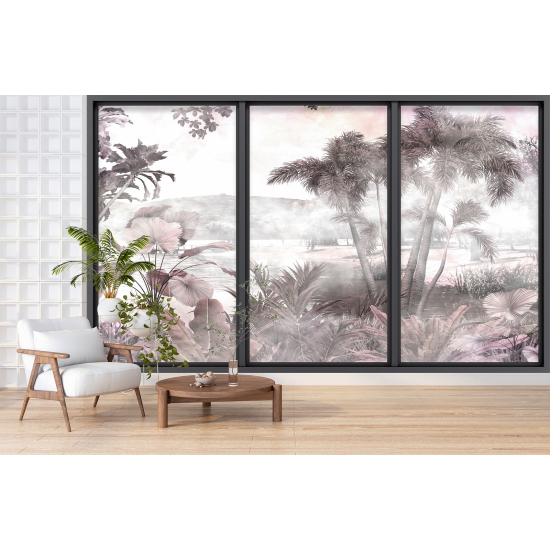 Optical Illusion Panoramic Bay Window Wall Mural / Wallpaper - Jungle