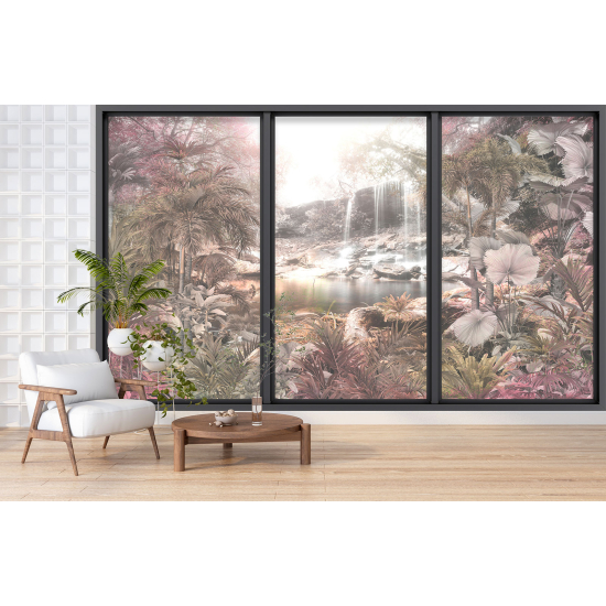 Optical Illusion Panoramic Bay Window Wall Mural / Wallpaper - Jungle