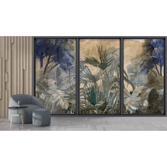 Optical Illusion Panoramic Bay Window Wall Mural / Wallpaper - Jungle