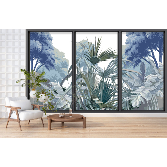 Optical Illusion Panoramic Bay Window Wall Mural / Wallpaper - Jungle