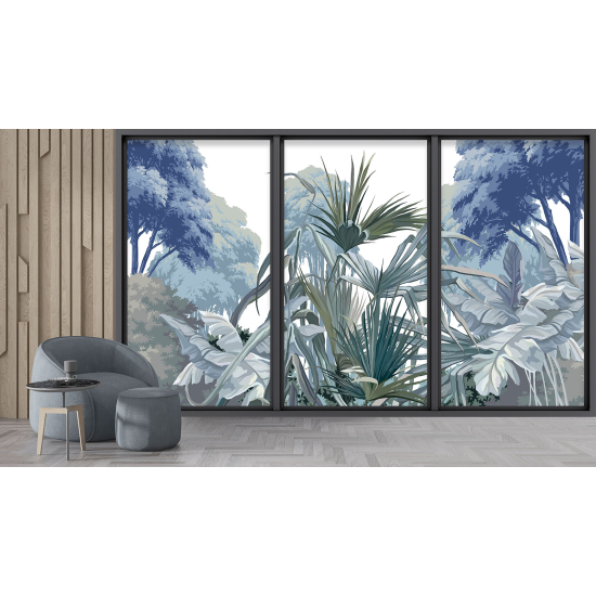 Optical Illusion Panoramic Bay Window Wall Mural / Wallpaper - Jungle