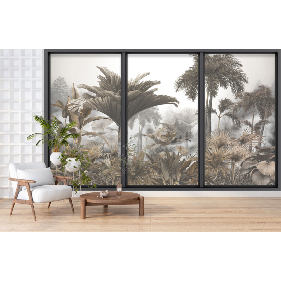 Optical Illusion Panoramic Bay Window Wall Mural / Wallpaper - Jungle