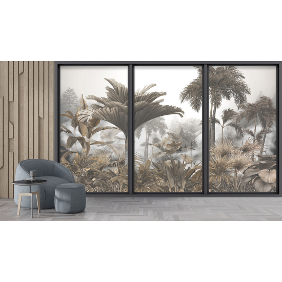 Optical Illusion Panoramic Bay Window Wall Mural / Wallpaper - Jungle