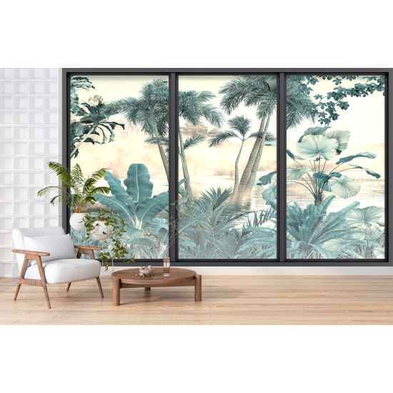 Optical Illusion Panoramic Bay Window Wall Mural / Wallpaper - Jungle