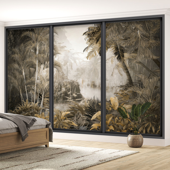 Optical Illusion Panoramic Bay Window Wall Mural / Wallpaper - Jungle