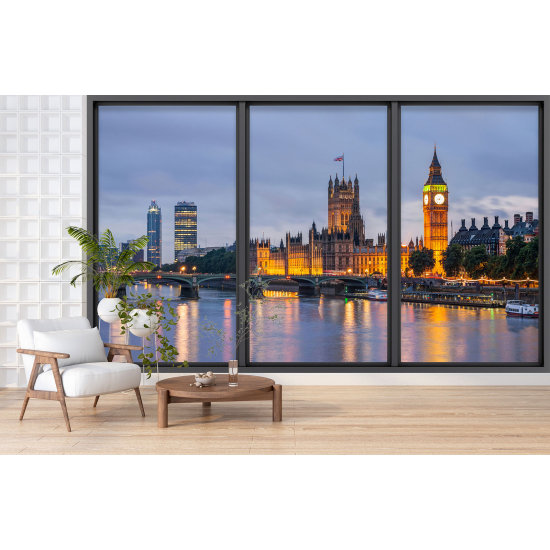 Optical Illusion Panoramic Bay Window Wall Mural / Wallpaper - London