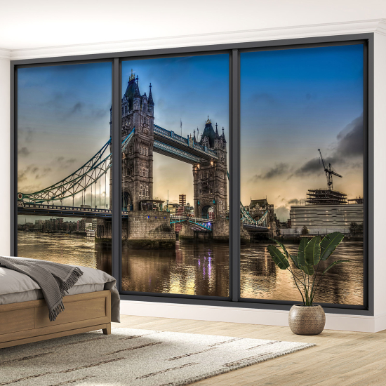 Optical Illusion Panoramic Bay Window Wall Mural / Wallpaper - London