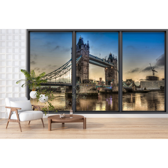 Optical Illusion Panoramic Bay Window Wall Mural / Wallpaper - London