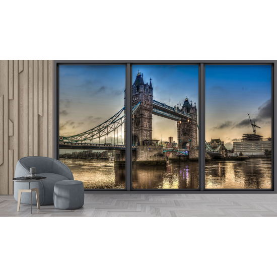 Optical Illusion Panoramic Bay Window Wall Mural / Wallpaper - London