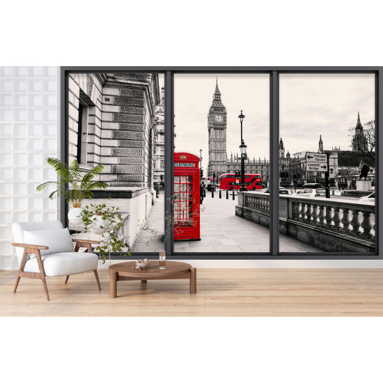 Optical Illusion Panoramic Bay Window Wall Mural / Wallpaper - London