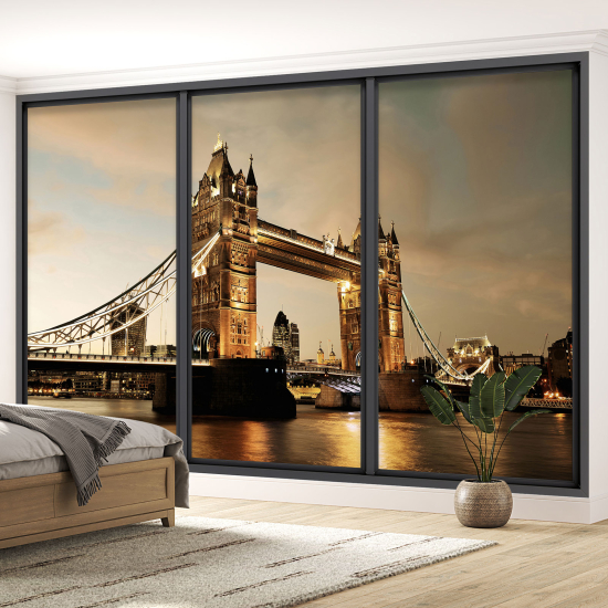 Optical Illusion Panoramic Bay Window Wall Mural / Wallpaper - London