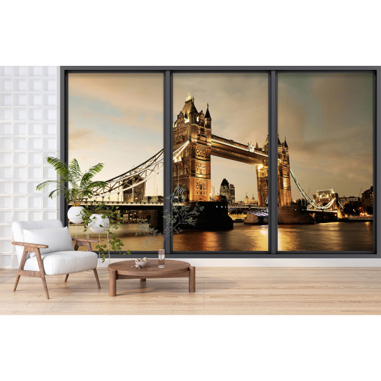 Optical Illusion Panoramic Bay Window Wall Mural / Wallpaper - London