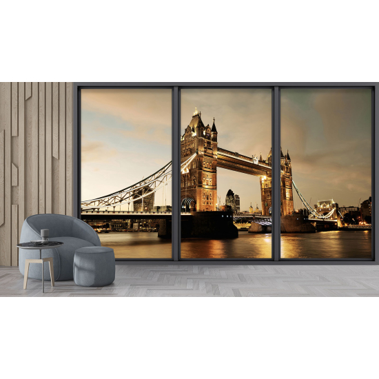 Optical Illusion Panoramic Bay Window Wall Mural / Wallpaper - London