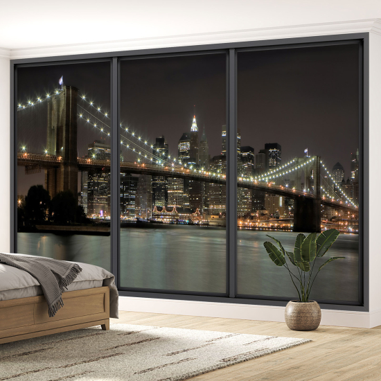 Optical Illusion Panoramic Bay Window Wall Mural / Wallpaper - New York