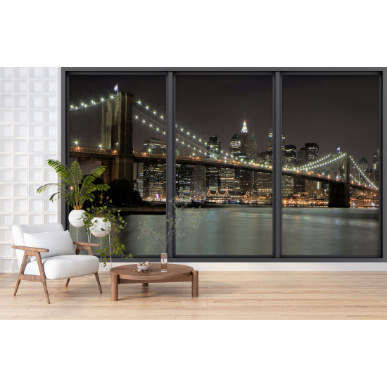 Optical Illusion Panoramic Bay Window Wall Mural / Wallpaper - New York