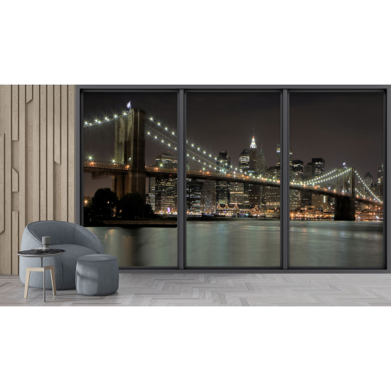 Optical Illusion Panoramic Bay Window Wall Mural / Wallpaper - New York