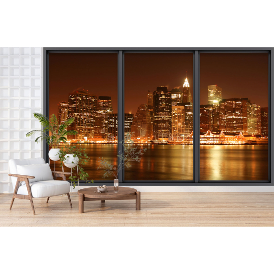 Optical Illusion Panoramic Bay Window Wall Mural / Wallpaper - New York