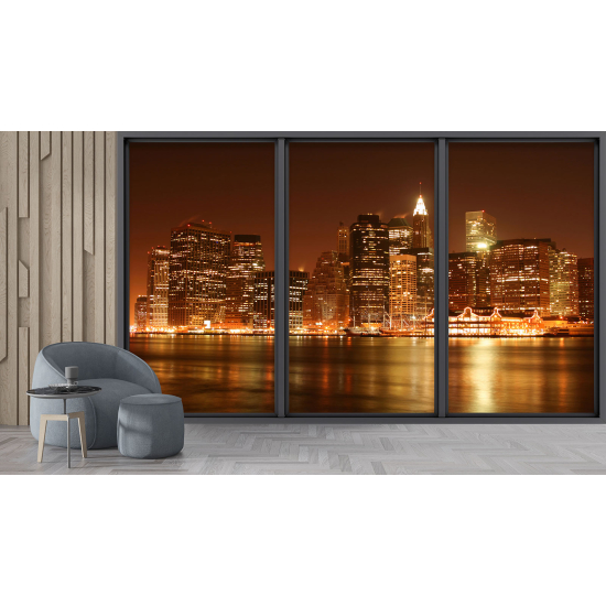 Optical Illusion Panoramic Bay Window Wall Mural / Wallpaper - New York