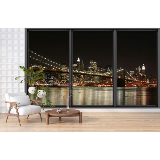 Optical Illusion Panoramic Bay Window Wall Mural / Wallpaper - New York