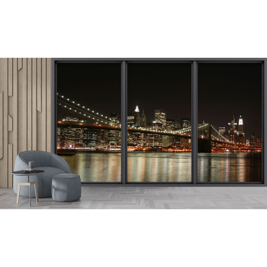 Optical Illusion Panoramic Bay Window Wall Mural / Wallpaper - New York