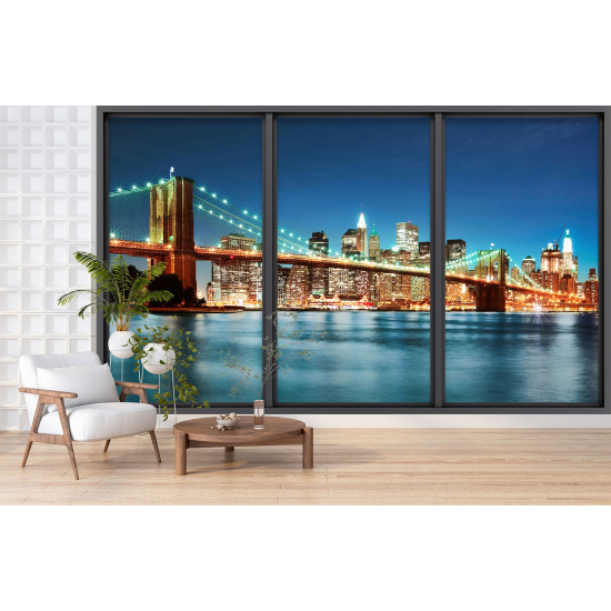 Optical Illusion Panoramic Bay Window Wall Mural / Wallpaper - New York