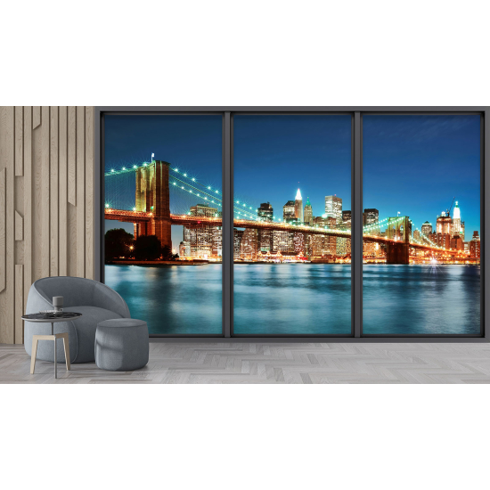 Optical Illusion Panoramic Bay Window Wall Mural / Wallpaper - New York